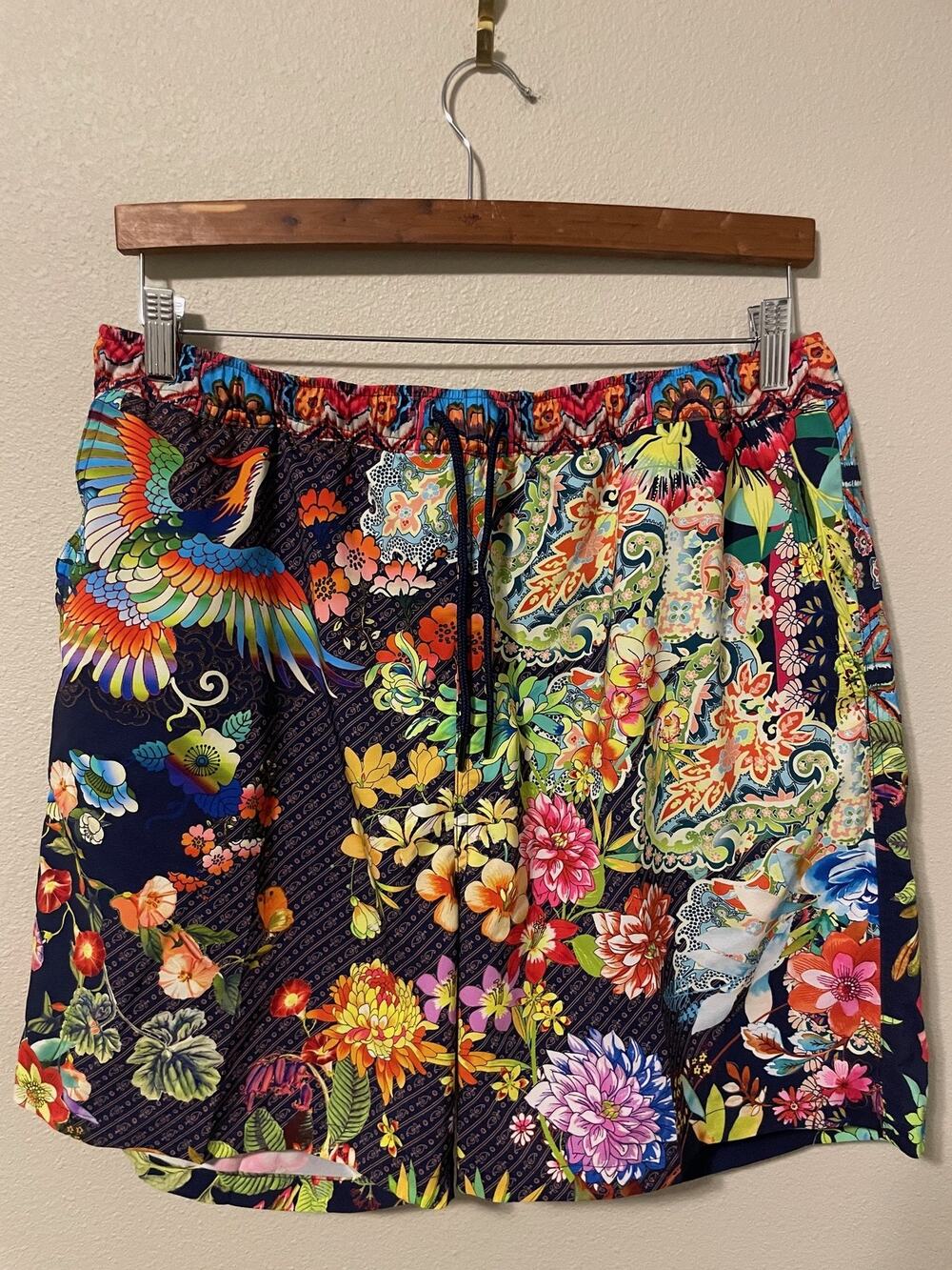 Johnny Was Ocean Dreamer Swim Trunks Men XL Multicolor Floral Tropical Quick Dry